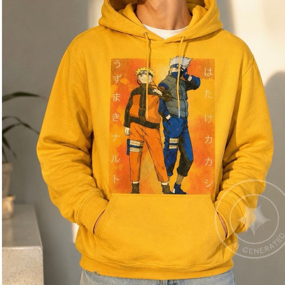 Ripple Junction Naruto Shippuden Youth‎ Large Hoodie Naruto Kakashi Anime Orange